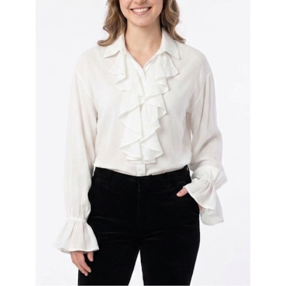 MORBID THREADS Women Large‎ Rayon Piratecore Renaissance Ruffle Steampunk Blouse